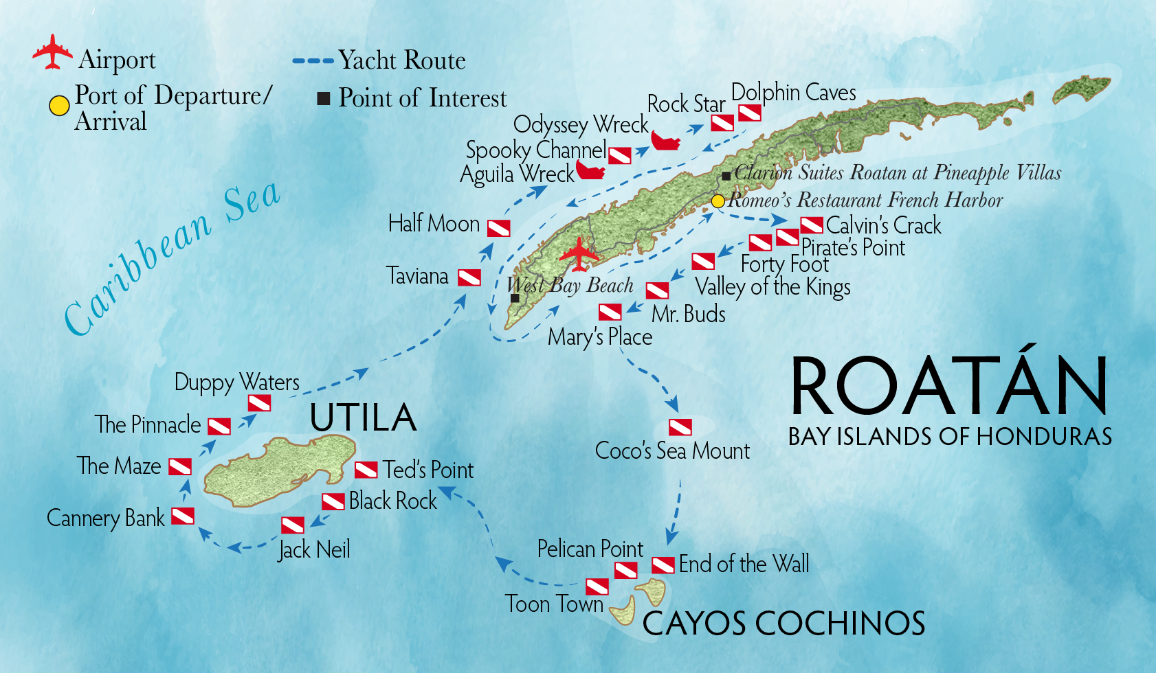 Roatan Bay Islands Honduras Map